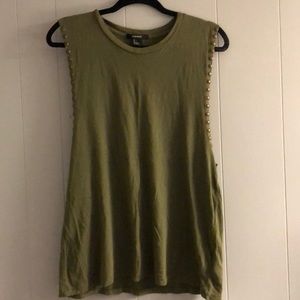Army Green Studded Muscle Tee